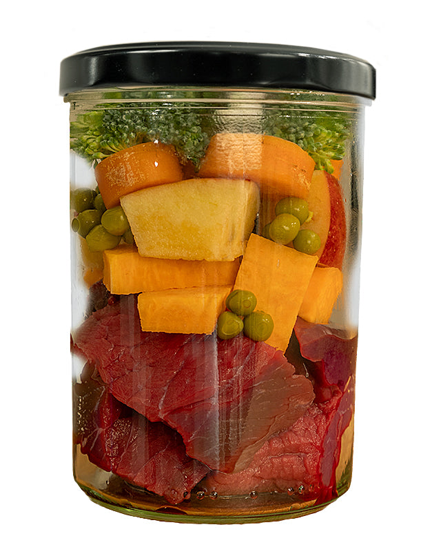 Bœuf à la patate douce, pomme et brocoli (verre)