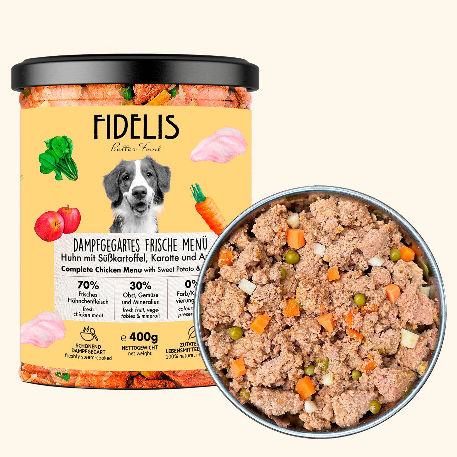 Poulet à la patate douce, carotte et potiron (verre)