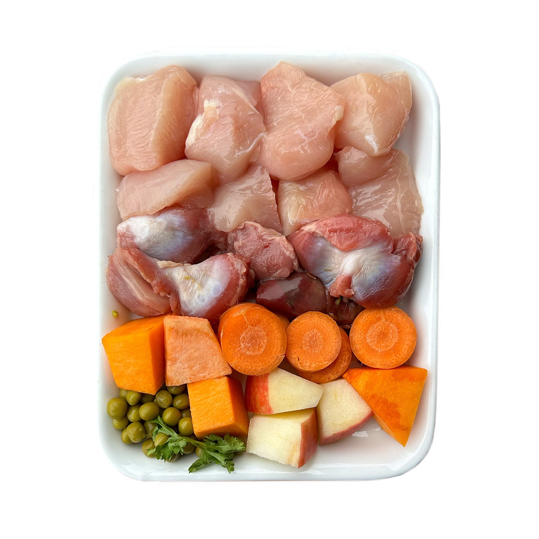 Poulet à la patate douce, carotte et potiron (500g)